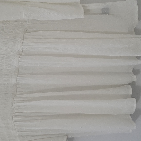 Torrid Babydoll Clip Dot Gauze with Crochet Hem Flare Half Sleeve Top, Size 1X - Picture 5 of 12